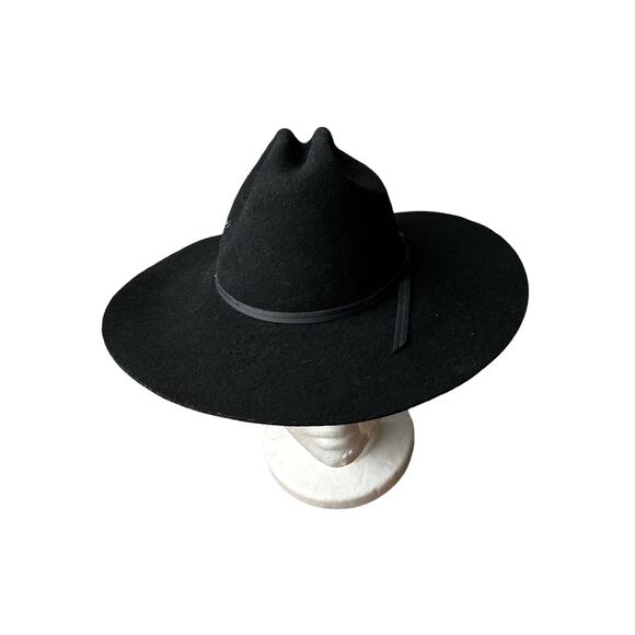 Vintage MHT Cowboy Hat Men's Size 6 1/2 Black 100% Wool Western USA Made 4881 - Picture 2 of 12